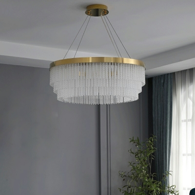 Tassel Chandelier Lighting Fixtures Modern LED Drum for Living Room