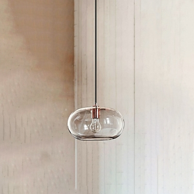 Vintage Glass Pendant Light Fixtures Industrial Drum for Bedroom