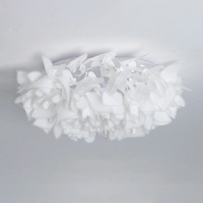 White Elegant Led Flush Mount Ceiling Fixture Floral for Kid's Room