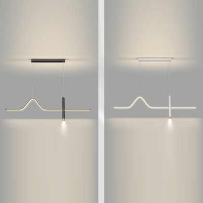 2 Light Contemporary Style Linear Shape Metal Multi Pendant Light