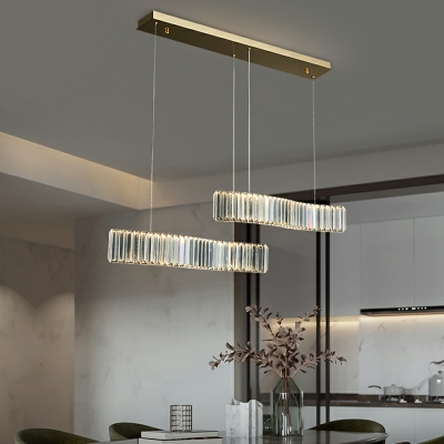 Crystal LED Linear Island Chandelier Lights Modern for Dining Room