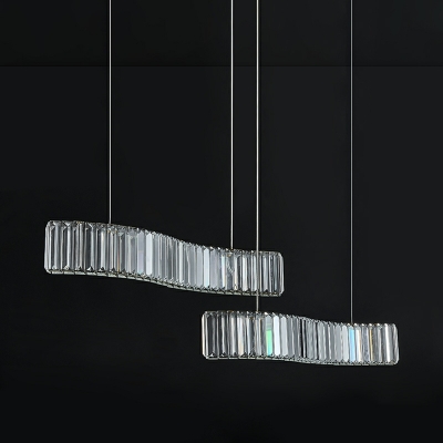 Crystal LED Linear Island Chandelier Lights Modern for Dining Room