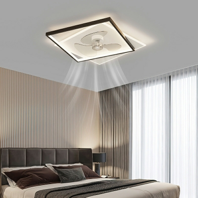 Minimalism Ceiling Fans LED Square Creative Basic for Kid's Room
