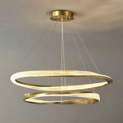 Nordic Minimalist Aluminum LED Ring Chandelier for Dining Room and Living Room