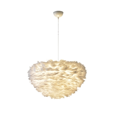 Nordic Romantic Goose Feather Woven Chandelier for Bedroom and Living Room