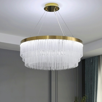 Tassel Chandelier Lighting Fixtures Modern LED Drum for Living Room