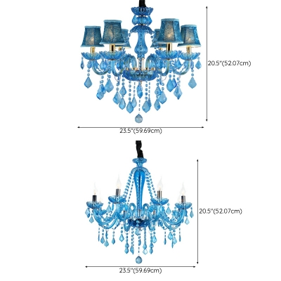 6 Light European Style Cone Shape Metal Ceiling Hung Fixtures