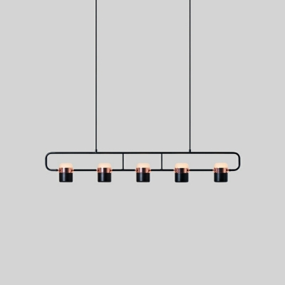 6 Light Minimalist Style Cylinder Shape Metal Island Lighting Fixtures