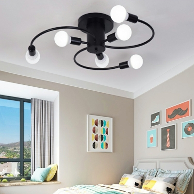 6 Lights American Minimalist Personality Ceiling Lamp for Bedroom and Dining Room