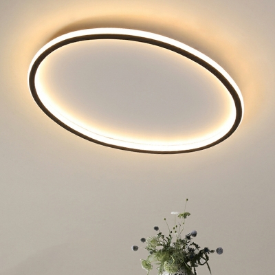 Modern Minimalist Slim Oval Design LED Ceiling Light Fixture for Bedroom