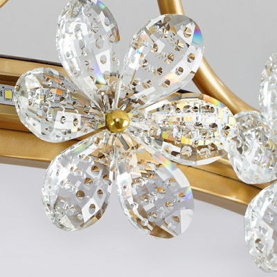 Nordic Romantic LED Crystal Flower Semi-Flushmount Light for Bedroom