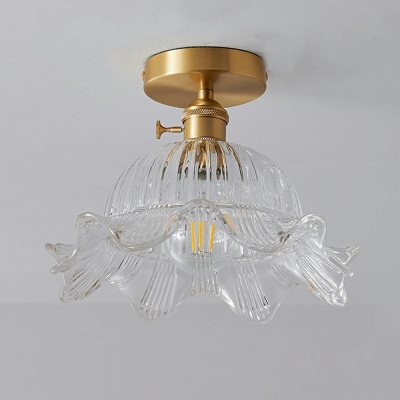 Retro Simple Flower-shaped Glass Ceiling Light Fixture for Balcony and Aisle