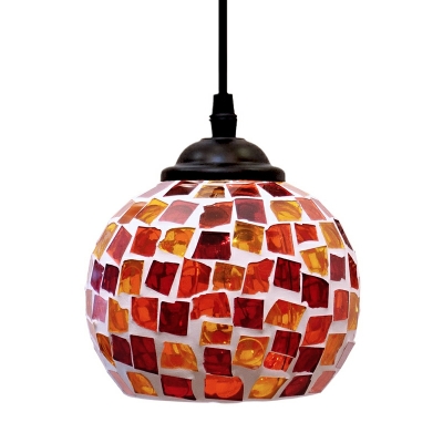 Tiffany Round Stained Glass Single Pendant for Bedroom and Hallway