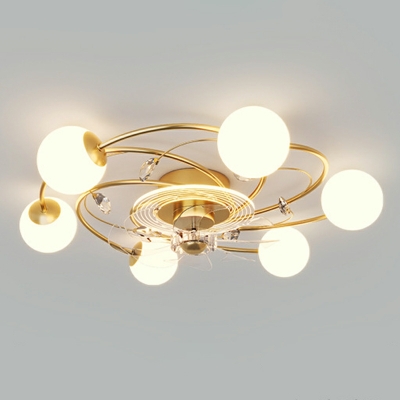 9 Light Minimal Style Globe Shape Metal Flush Ceiling Light Fixtures