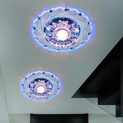 Creative Crystal Recessed Flushmount Ceiling Light with Hole 2-4'' Dia for Corridors and Balconies
