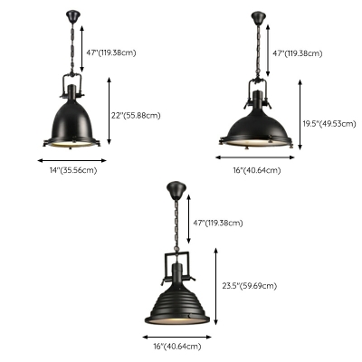 Industrial Wind Retro Metal Hanging Lamp in Black for Cafe and Bar Counter