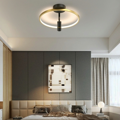 Modern Minimalist Ring LED Ceiling Light Fixture with Spotlight for Bedroom