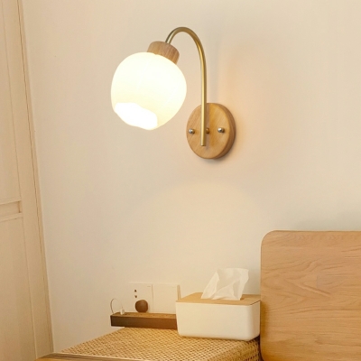 Nordic Log Wall Lamp Creative Flower Glass Wall Mount Fixture for Bedroom
