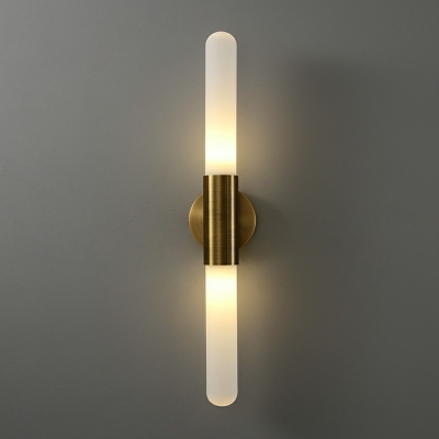 Simple Glass Tube Wall Lamp Post Modern Creative Copper Wall Lamp for Bedroom