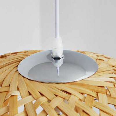 Tropical Light Beige 1 Light Pendant Light Kit with Bamboo Shade for Restaurant