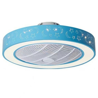White Star Ceiling Fans Contemporary LED Drum for Kid's Room