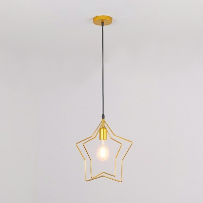 1 Light Industrial Style Geometric Shape Metal Hanging Pendant Lights