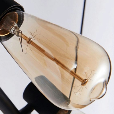 6 Light Industrial Style Exposed Bulb Shape Metal Pendant Lighting Fixtures