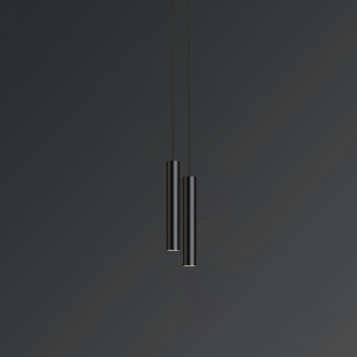 LED Cylindrical Hanging Pendant Lights Black for Bedroom