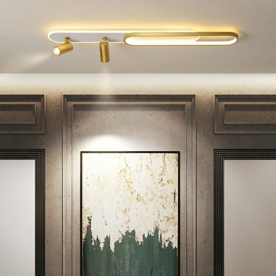 Modern Minimalist Strip LED Track Ceiling Light with Spotlights for Bedroom and Dining Room