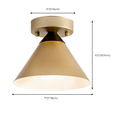 1 Light Industrial Style Cone Shape Metal Flush Ceiling Light Fixtures