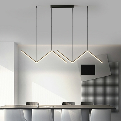 2 Lights Minimalist Style Linear Shape Metal Ceiling Pendant Light