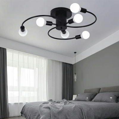 6 Lights American Minimalist Personality Ceiling Lamp for Bedroom and Dining Room