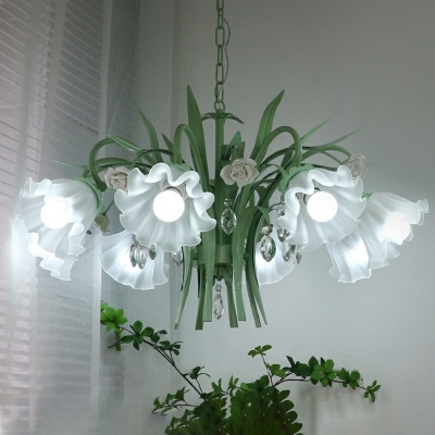 8 Light Minimalist Style Flower Shape Metal Hanging Chandelier