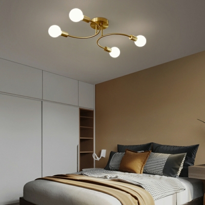 8 Lights Industrial Style U Shape Metal Flush Ceiling Light Fixtures