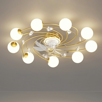 Glass Flush Fan Light Fixtures Modern Style Flush Fan Light for Living Room
