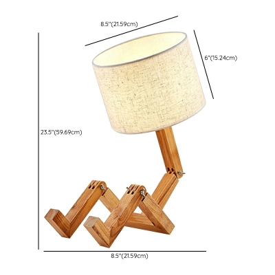 Modern Creative Wooden Table Lamp with Fabric Lampshade for Bedroom Decoration
