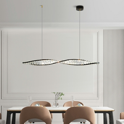 1 Light Ultra Modern Style Wavy Shape Crystal Ceiling Pendant Light