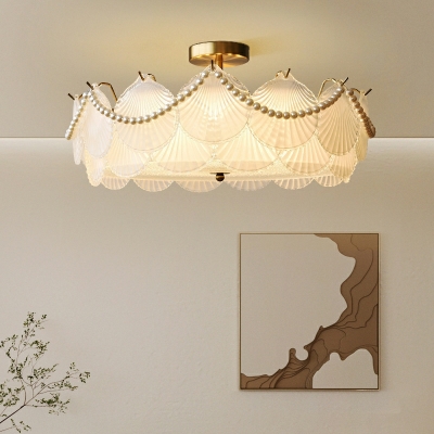 8 Light Ceiling Lamps Minimalism Style Drum Shape Metal Flush Mount Lighting