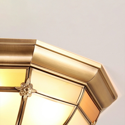 American Retro Full Copper Glass Ceiling Lamp for Bedroom and Aisle