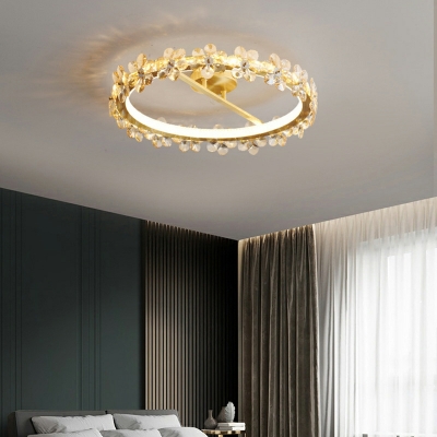 Nordic Creative Crystal Petal LED Ceiling Light Fixture for Bedroom