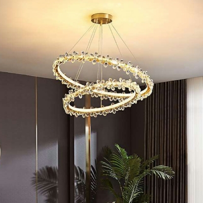 Nordic Creative Ring Crystal Chandelier for Bedroom and Living Room