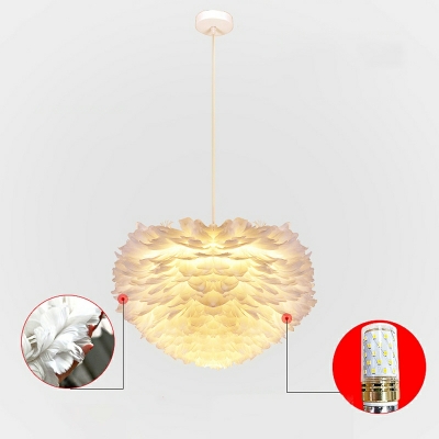 Nordic Romantic White Feather Chandelier for Bedroom and Living Room