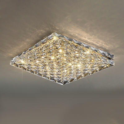 Square Crystal Ceiling Flush Mount Lights Minimalism for Living Room