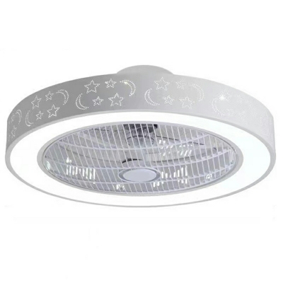 White Star Ceiling Fans Contemporary LED Drum for Kid's Room