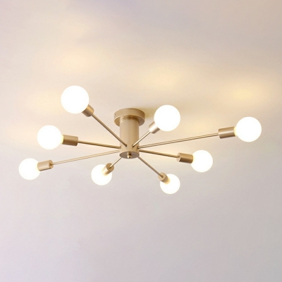 10 Light Ceiling Lamp Minimalism Style Sputnik Shape Metal Flush Mount Lighting