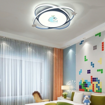 3 Lights Kids Style Round Shape Metal Led Flush Mount Ceiling Light Fixtures