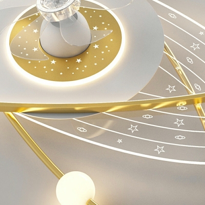 Minimalism Ceiling Mounted Light Fans Led Elliptical Adjustable Gold
