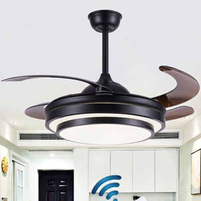 Modern Minimalist LED Ceiling Mounted Fan Light with Stepless Dimming for Living Room