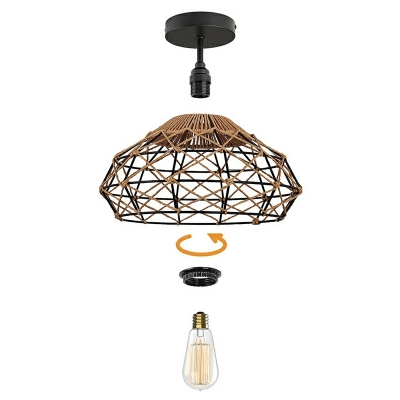 Southeast Asian Retro Hand-woven Rattan Ceiling Lamp for Entrance and Aisle