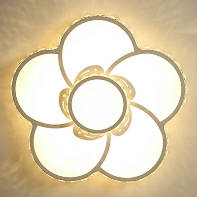 2 Light Ceiling Lamp Minimalistic Style Flower Shape Metal Flush Mount Chandelier Lighting
